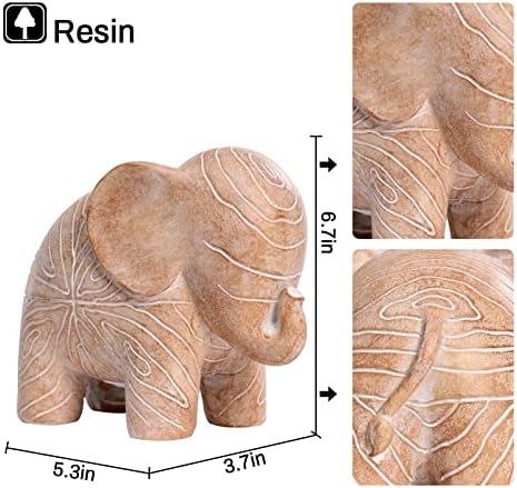 Wooden Elephant Statue African Decor Boho Style