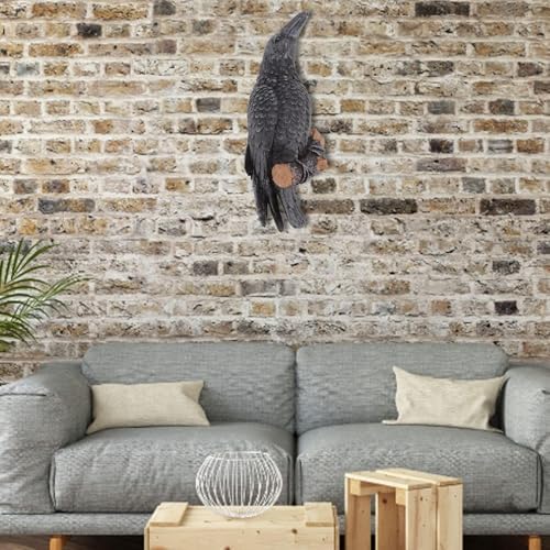 Cyrank Resin Raven Statue Black Wall Mountable Decor