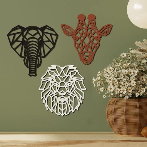 CAKIROTS 3 Piece Safari Animal Wall Sculptures