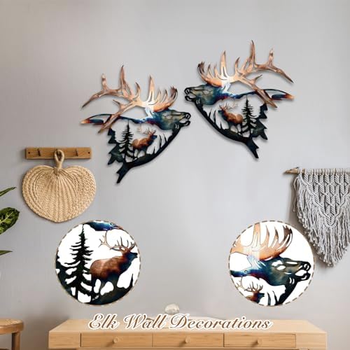 WIBOTA 2pc Outdoor Plaques Wall Art Elk Decor
