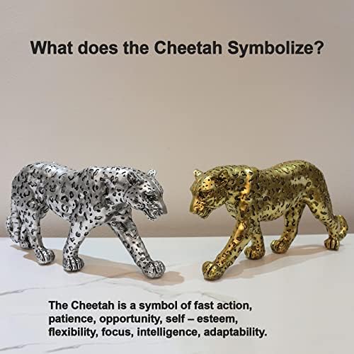 Modern Polyresin Cheetah Statue Home Decor