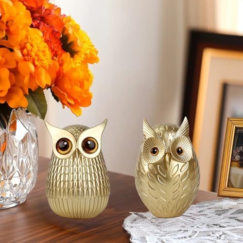 Gold Owl Statue Home Decor Sculpture Accent