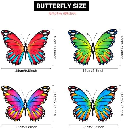 Oraytteo 4pcs Metal Butterfly Wall Decor Set