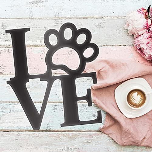 Vivegate Love with Paw Print Wall Decor Black Metal Art