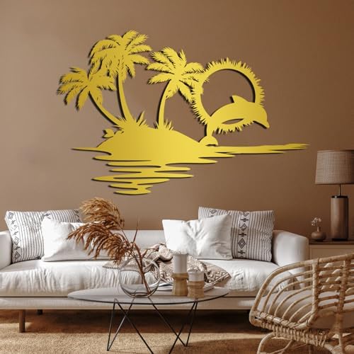 Tropical Metal Wall Art with Dolphin Design