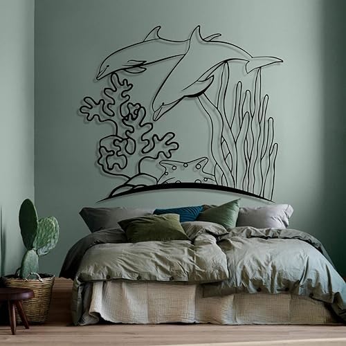 Cadeali Dolphin Metal Wall Art 22x20 Inches