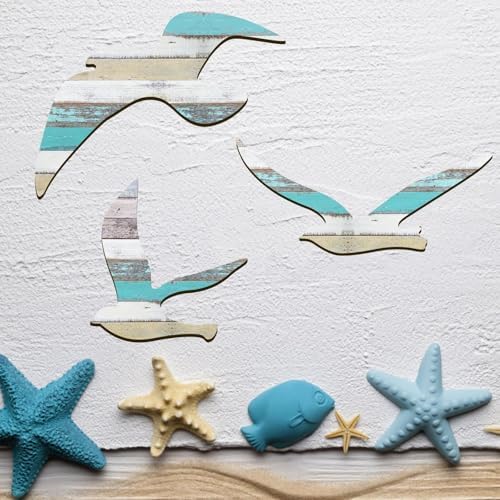 HINGTAI 3Pcs Wood Seagull Wall Decor Set