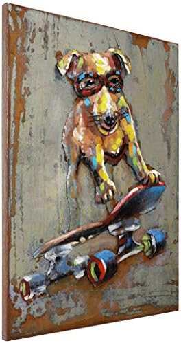 Empire Art Direct Dog on Skateboard Wall Sculpture