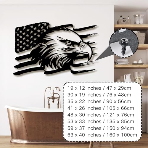 American Eagle Metal Wall Art 19x12 Inches