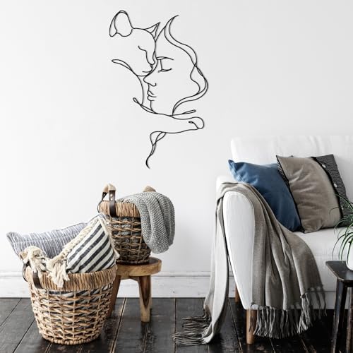 Cat and Woman Wall Art Sculpture 24x15