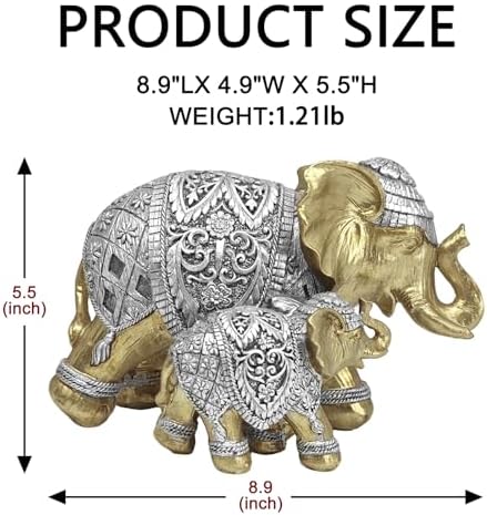 Gold Elephant Statue Family Harmony Home Decor