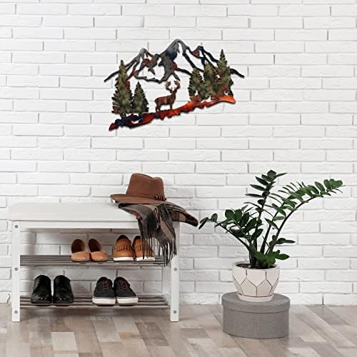 Moxweyeni Rustic Metal Forest Deer Wall Art 13x8 Inch