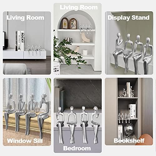 Silver Accent Decor Thinker Statues 4 Piece
