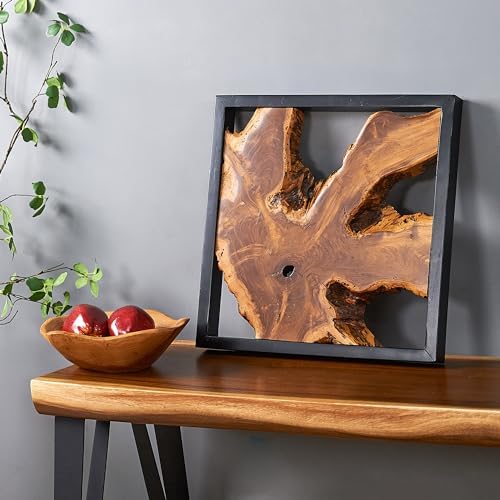 Warmaxx Rustic Teak Wood Wall Art 17x17 Handmade Decor