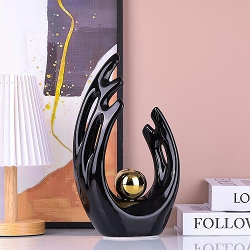 XMGZQ Black and Gold Ceramic Statue Modern Home Decor