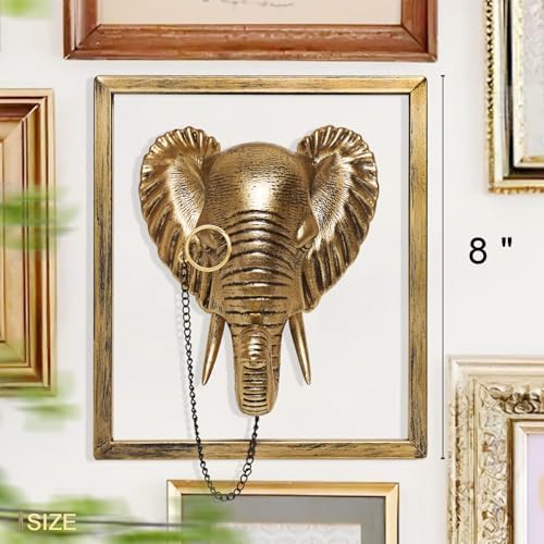 Newinhome Gold Vintage Elephant Wall Sculpture