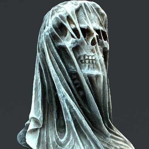 Gothic Skull Decor Resin Veiled Maiden Bust Statue