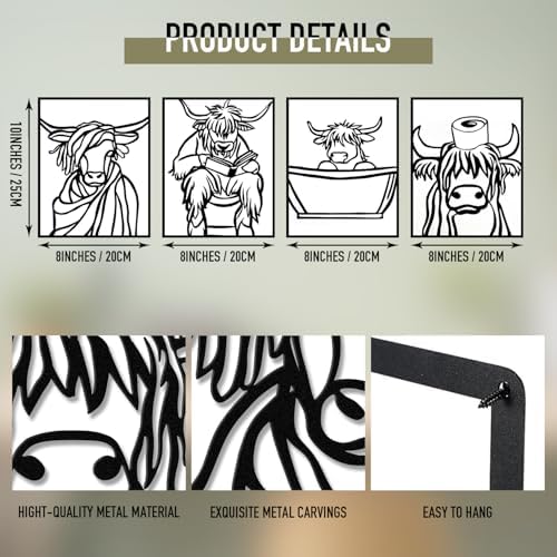 SPRWIND Metal Bathroom Wall Decor Set of 4