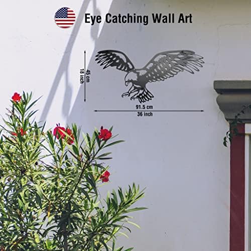Eagle Decor Metal Wall Art 36x18 Black
