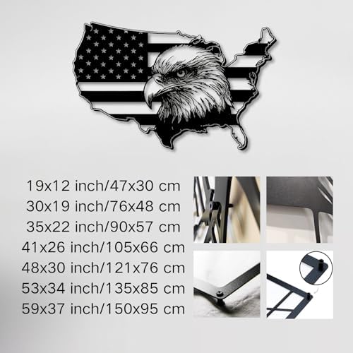 Trpiox Patriotic Metal Eagle Wall Art 30x19 Inch Steel