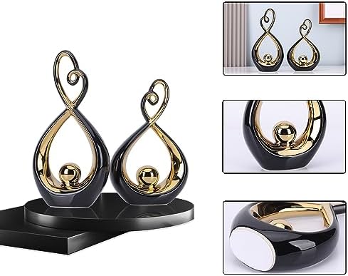 Modern Black and Gold Ceramic Sculpture Decor Accent