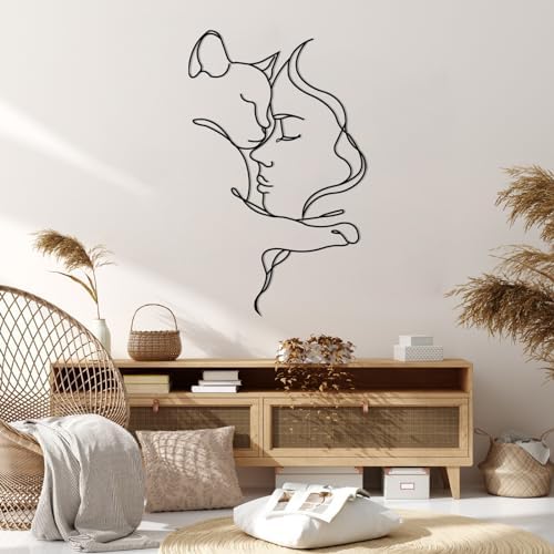Cat and Woman Wall Art Sculpture 24x15