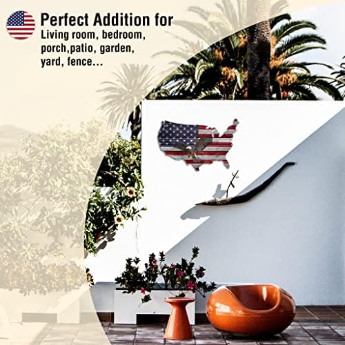 Tegik American Flag Wall Decor 16x10 Eagle Metal Art