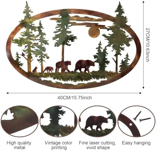Hicarer Metal Bear Wall Art Rustic Decor 1575 Inch