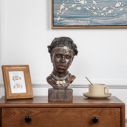 Leekung African Woodstone Head Statue Home Decor