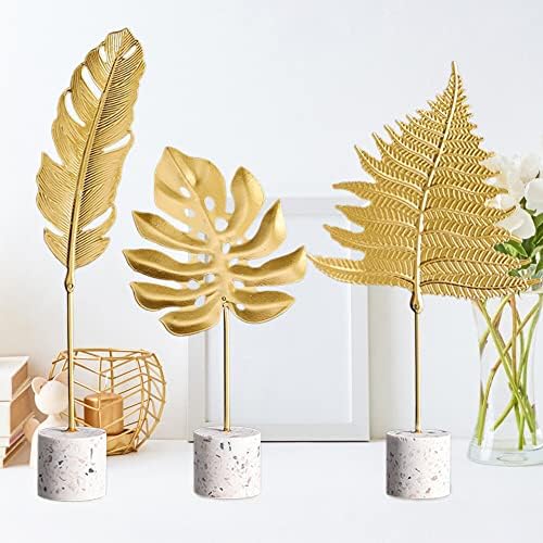 Modern Gold Leaf Statues Desktop Decor Sculpture with Base