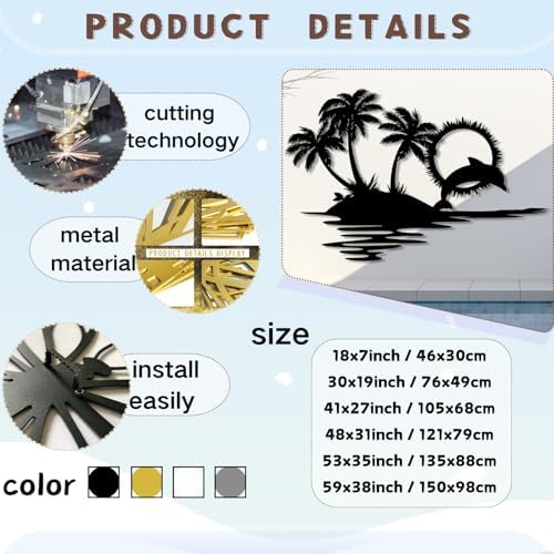 Tropical Metal Wall Art with Dolphin Design