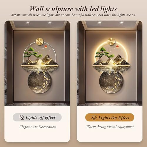 3D Landscape Metal Wall Art with LED Light