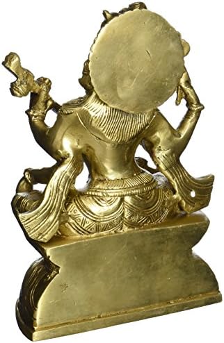 Goddess Saraswati with Veena Brass Statue Gold