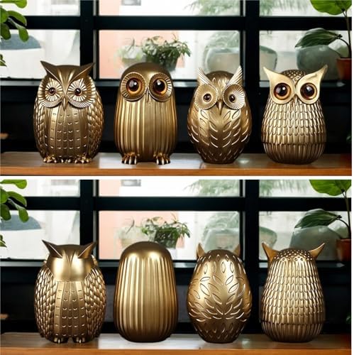 Gold Owl Statue Home Decor Sculpture Accent