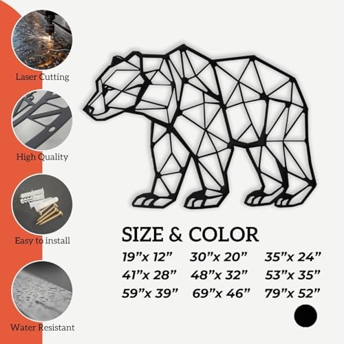 XXQ Metal Wall Art Geometric Bear 48x32