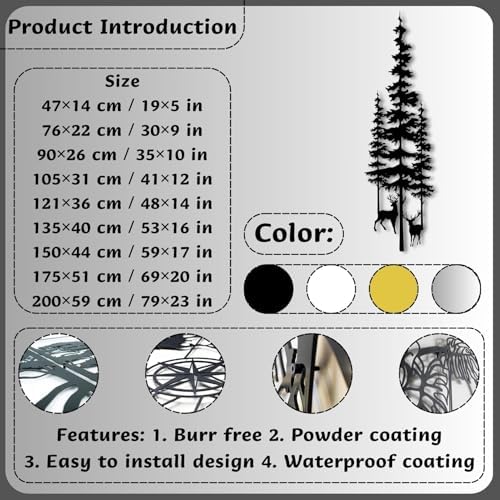 Tawinone Pine Tree and Deer Wall Art
