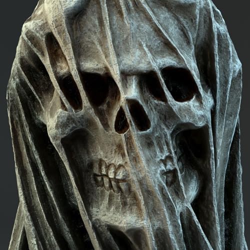 Gothic Skull Decor Resin Veiled Maiden Bust Statue