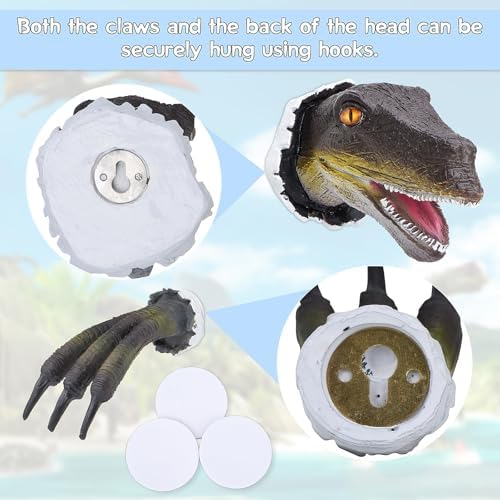 SHOWFEICAT Mini 3D Dinosaur Wall Art Sculpture - Grey