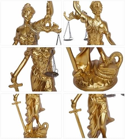 12 Inch Lady of Justice Statue - Gold Blind Goddess Sculpture
