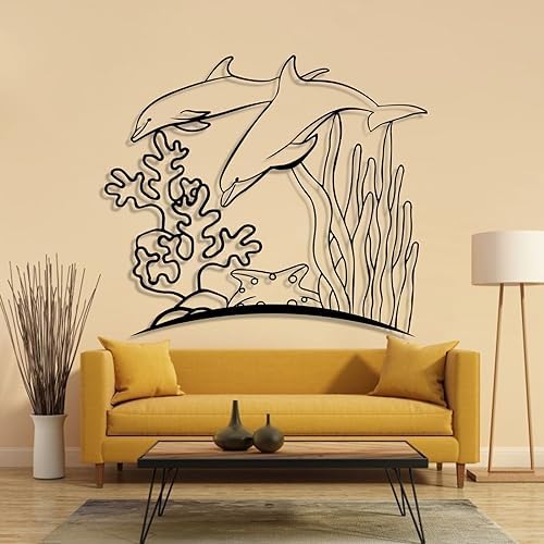 Cadeali Dolphin Metal Wall Art 22x20 Inches