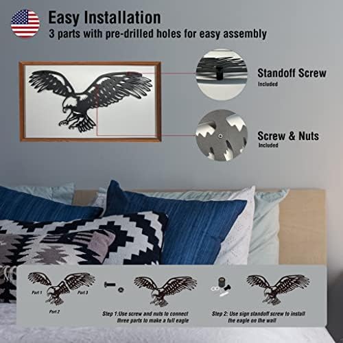 Eagle Decor Metal Wall Art 36x18 Black