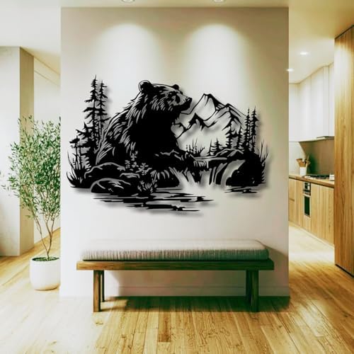 Flewfar Metal Wall Art Bear Mountain Stream