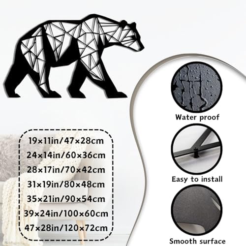ENJOYOO Metal Bear Wall Art 24x14in