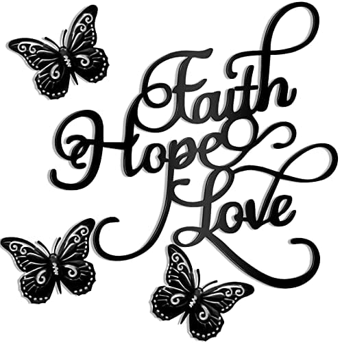 Moxweyeni Faith Hope Love 4 Piece Metal Wall Decor