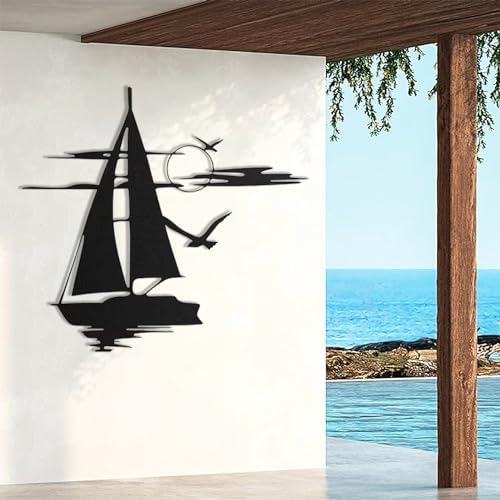 Sailboat Metal Wall Art - Nautical Decor Silver