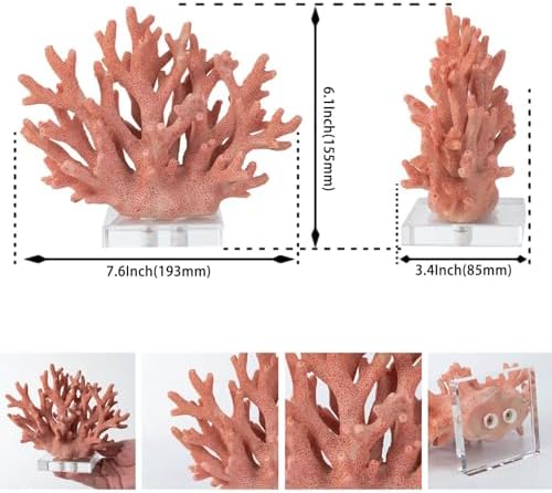 Pink Resin Coral Sculpture with Acrylic Base