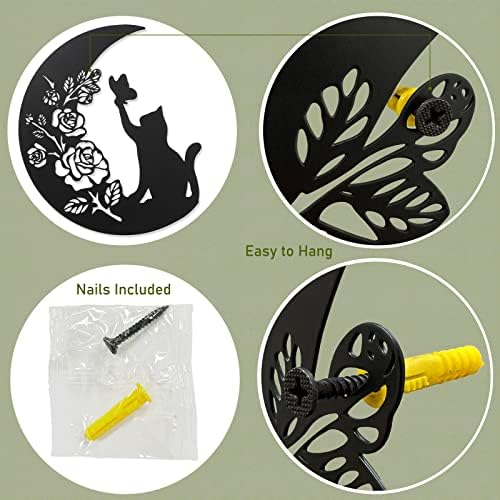 Scwhousi Black Cat on Moon Wall Sculpture