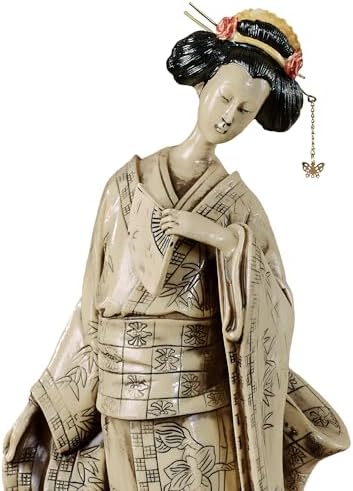 Touch of Class Miyoko Beauty Geisha Sculpture - Resin - Beige Black Red
