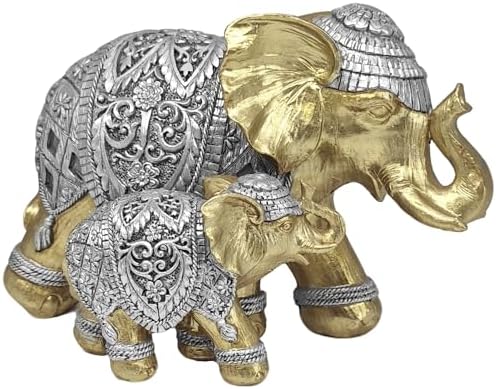 Gold Elephant Statue Family Harmony Home Decor