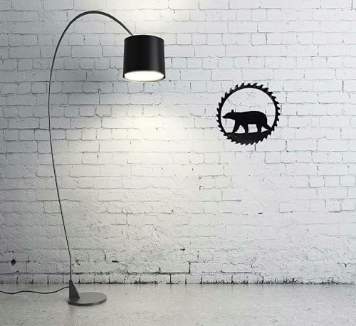 Black Metal Saw Blade Bear Wall Sculpture Rustic Decor
